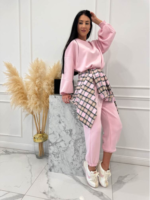 Pudrowy róż komplet dresowy bluza+spodnie z wiskozą TOMAS 52 - photo #6