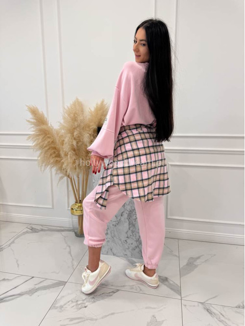 Pudrowy róż komplet dresowy bluza+spodnie z wiskozą TOMAS 52 - photo #7