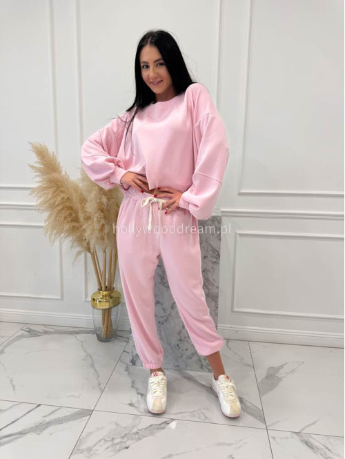Pudrowy róż komplet dresowy bluza+spodnie z wiskozą TOMAS 52 - photo #9