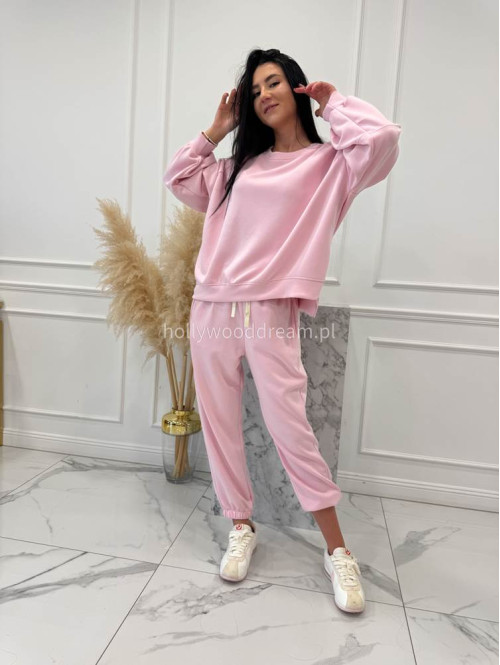 Pudrowy róż komplet dresowy bluza+spodnie z wiskozą TOMAS 52 - photo #10