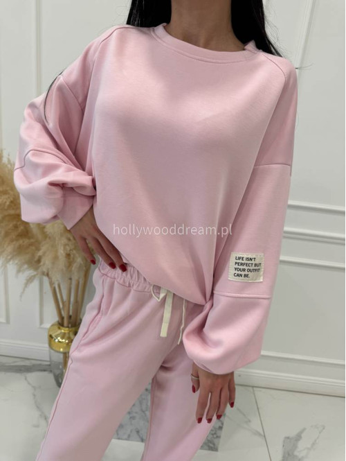 Pudrowy róż komplet dresowy bluza+spodnie z wiskozą TOMAS 52 - photo #8