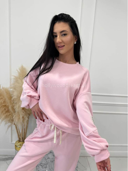 Pudrowy róż komplet dresowy bluza+spodnie z wiskozą TOMAS 52 - photo #15