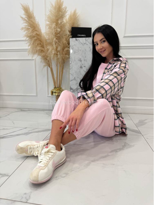 Pudrowy róż komplet dresowy bluza+spodnie z wiskozą TOMAS 52 - photo #18