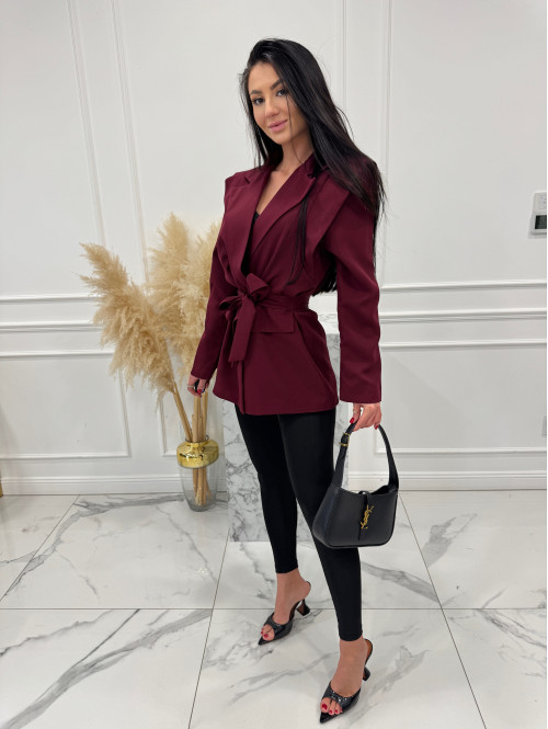 Bordowa marynarka z paskiem VALERIE 02