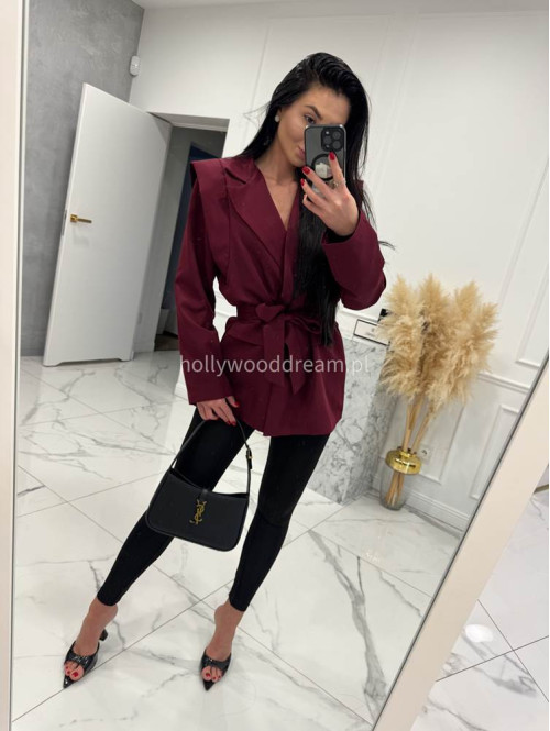 Bordowa marynarka z paskiem VALERIE 02 - photo #1