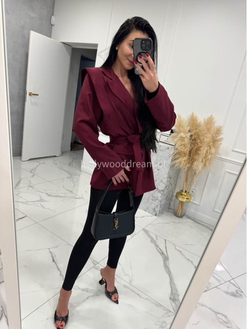 Bordowa marynarka z paskiem VALERIE 02 - photo #2