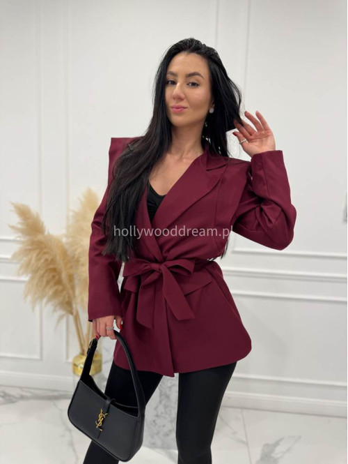 Bordowa marynarka z paskiem VALERIE 02 - photo #3