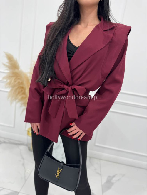 Bordowa marynarka z paskiem VALERIE 02 - photo #5