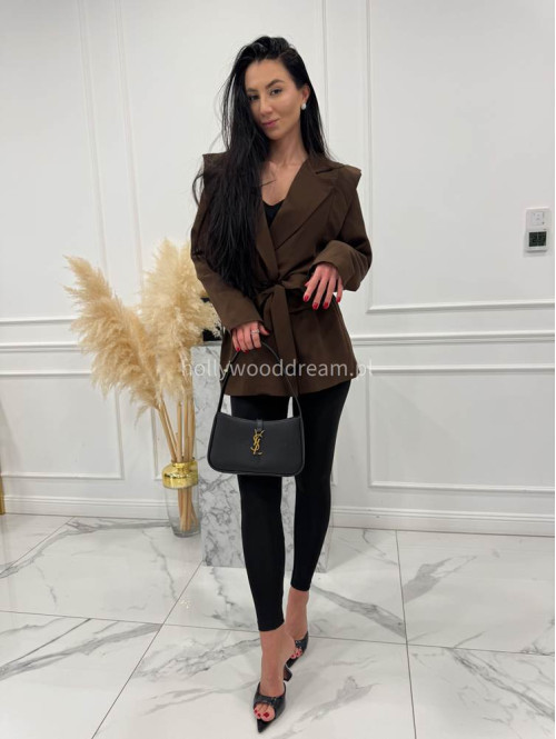 Czekoladowa marynarka z paskiem VALERIE 02 - photo #1