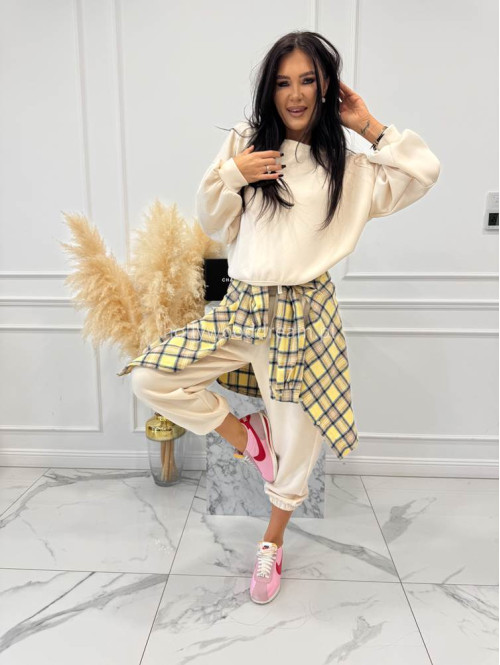 Śmietankowy komplet dresowy bluza+spodnie z wiskozą TOMAS 52 - photo #2