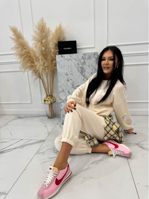 Śmietankowy komplet dresowy bluza+spodnie z wiskozą TOMAS 52 - photo #6