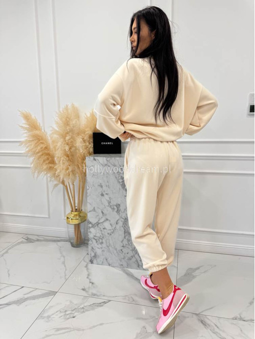 Śmietankowy komplet dresowy bluza+spodnie z wiskozą TOMAS 52 - photo #9