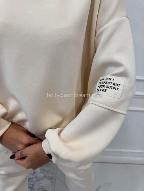 Śmietankowy komplet dresowy bluza+spodnie z wiskozą TOMAS 52 - photo #12