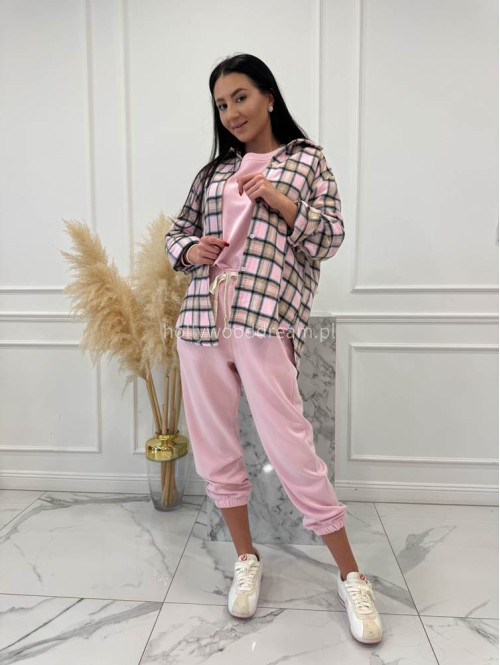 Różowo-beżowa koszula w kratę JENNY 52 - photo #26