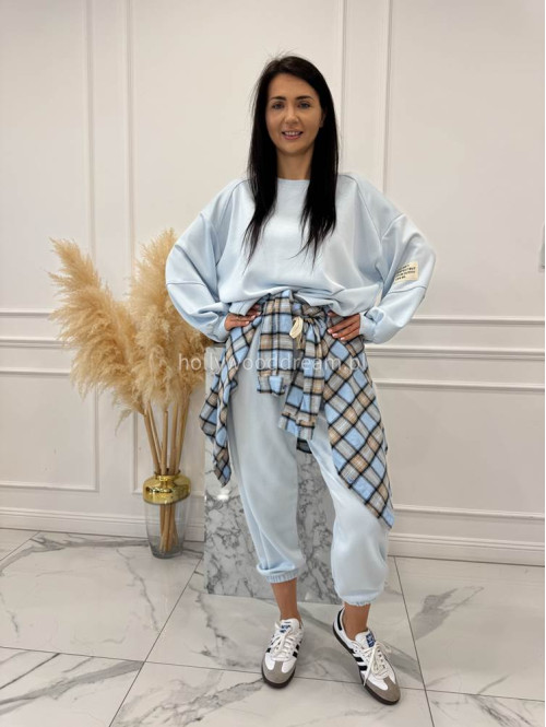 Błękitno-beżowa koszula w kratę JENNY 52 - photo #7