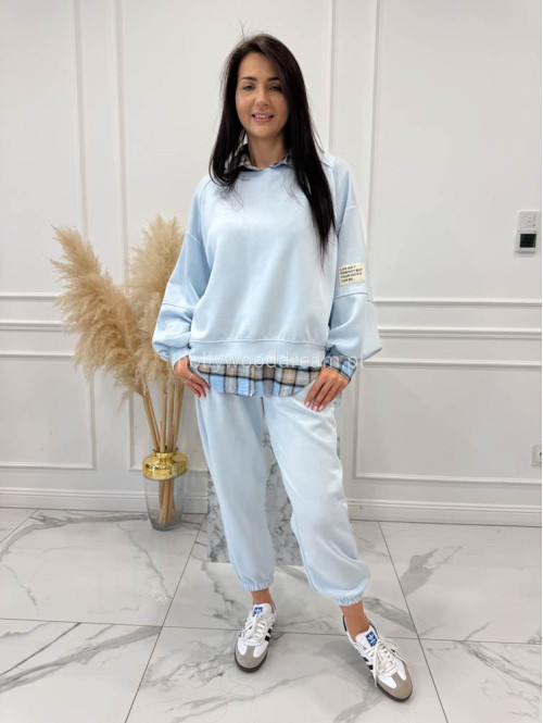 Błękitno-beżowa koszula w kratę JENNY 52 - photo #11