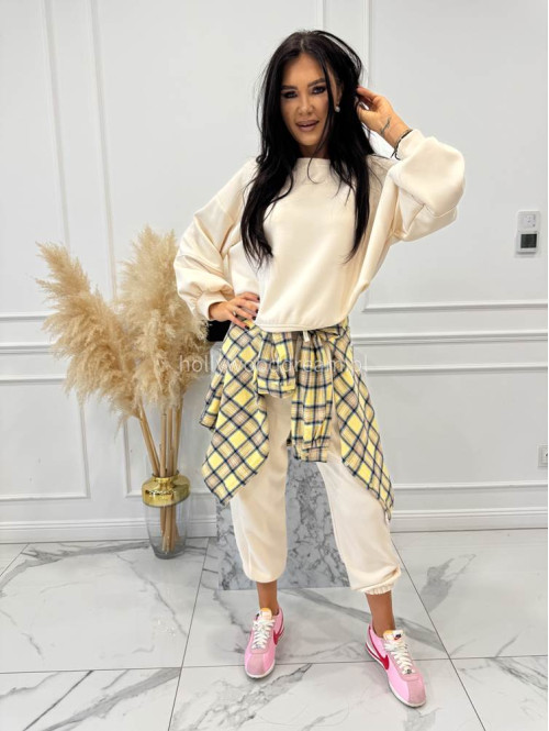 Żółto-beżowa koszula w kratę JENNY 52 - photo #21