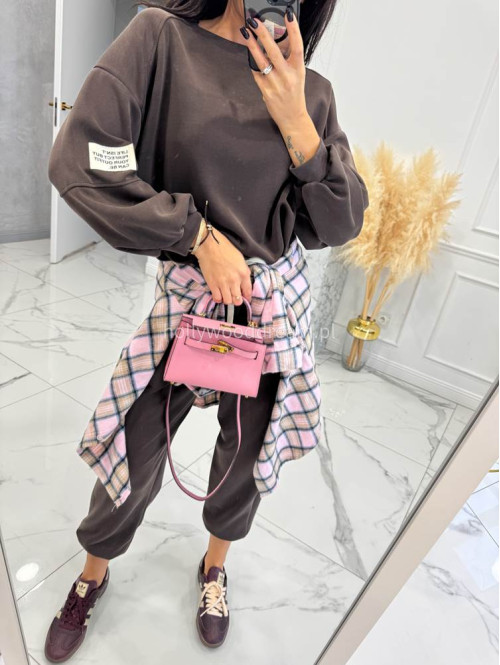 Czekoladowy komplet dresowy bluza+spodnie z wiskozą TOMAS 52 - photo #2