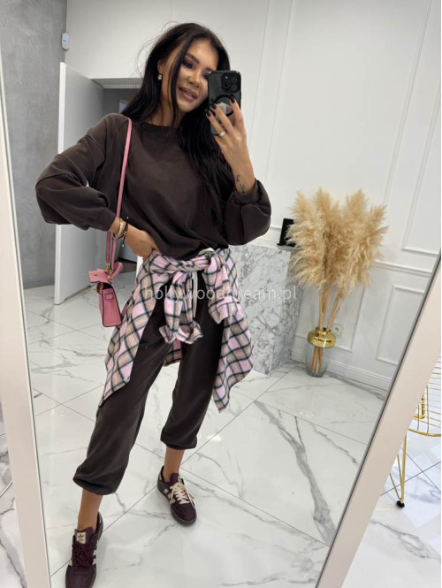 Czekoladowy komplet dresowy bluza+spodnie z wiskozą TOMAS 52 - photo #5