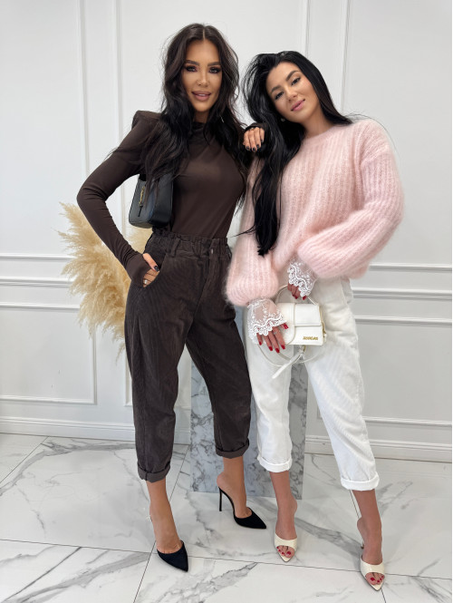 Śmietankowe spodnie sztruksowe Amadeo 06, 52