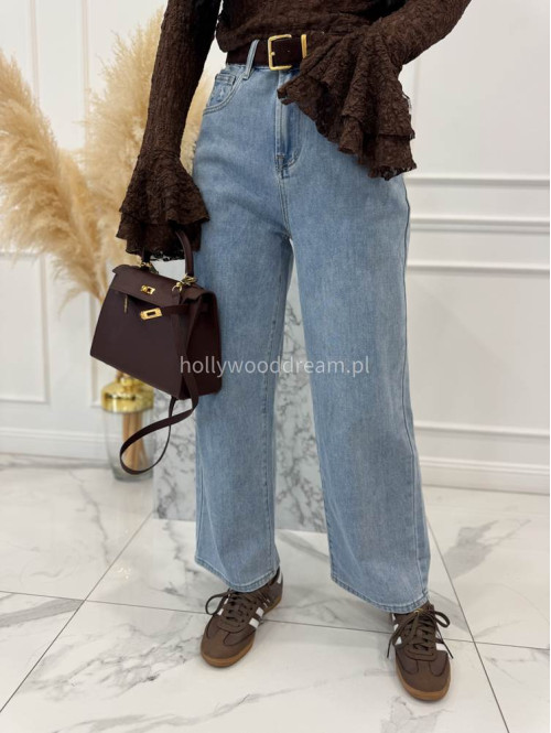 Jasno niebieskie spodnie jeansowe z szeroką nogawką i przetarciami na kieszeniach ANDREW 52 - photo #6