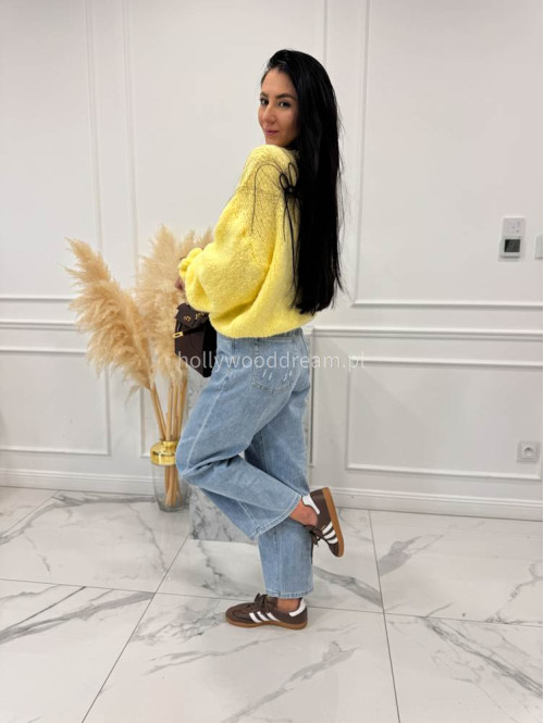 Jasno niebieskie spodnie jeansowe z szeroką nogawką i przetarciami na kieszeniach ANDREW 52 - photo #9