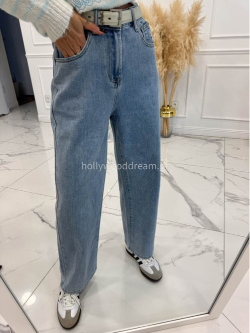 Jasno niebieskie spodnie jeansowe z szeroką nogawką i przetarciami na kieszeniach ANDREW 52 - photo #12