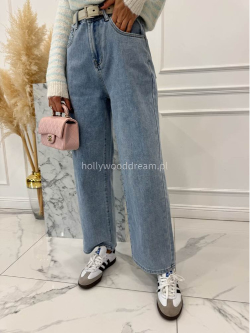 Jasno niebieskie spodnie jeansowe z szeroką nogawką i przetarciami na kieszeniach ANDREW 52 - photo #13