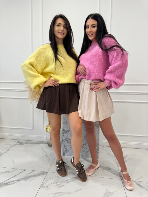 Czekoladowe spódniczko - spodenki plisowane 100% wiskozy Lavonia 44