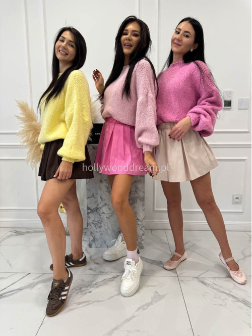 Różowe spódniczko - spodenki plisowane 100% wiskozy Lavonia 44 - photo #2