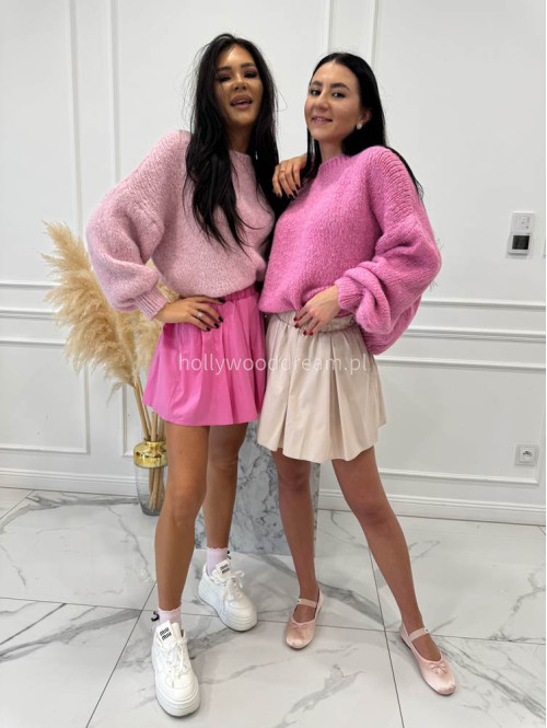 Różowe spódniczko - spodenki plisowane 100% wiskozy Lavonia 44 - photo #6