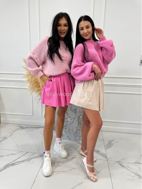 Różowe spódniczko - spodenki plisowane 100% wiskozy Lavonia 44 - photo #7