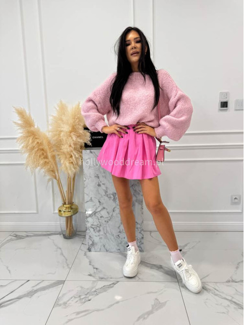 Różowe spódniczko - spodenki plisowane 100% wiskozy Lavonia 44 - photo #10