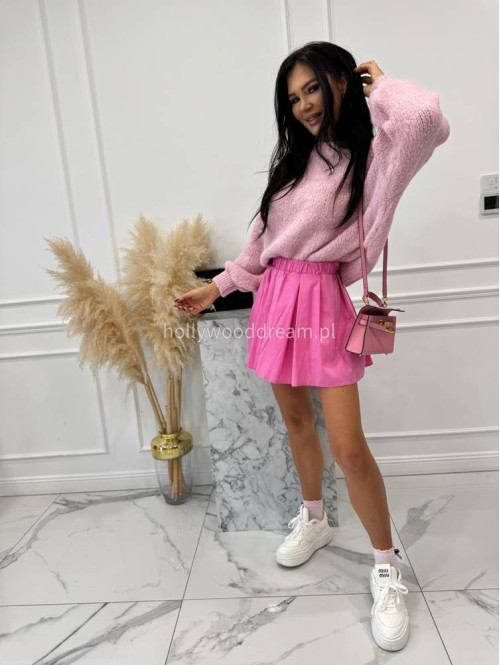 Różowe spódniczko - spodenki plisowane 100% wiskozy Lavonia 44 - photo #11