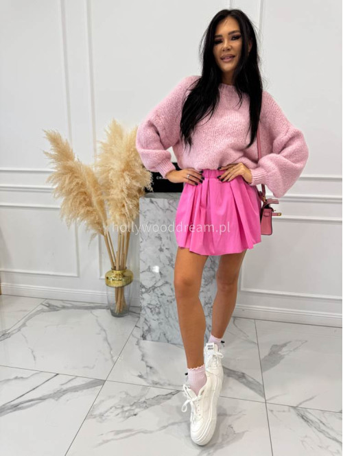 Różowe spódniczko - spodenki plisowane 100% wiskozy Lavonia 44 - photo #12