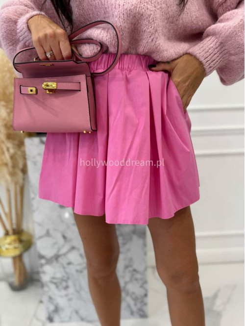 Różowe spódniczko - spodenki plisowane 100% wiskozy Lavonia 44 - photo #15