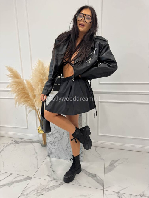 Czarne spódniczko - spodenki plisowane 100% wiskozy Lavonia 44 - photo #5