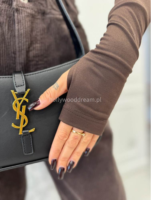 Czekoladowa bluzka z poduszkami na ramionach i dekoltem woda ARIEL 163 - photo #10