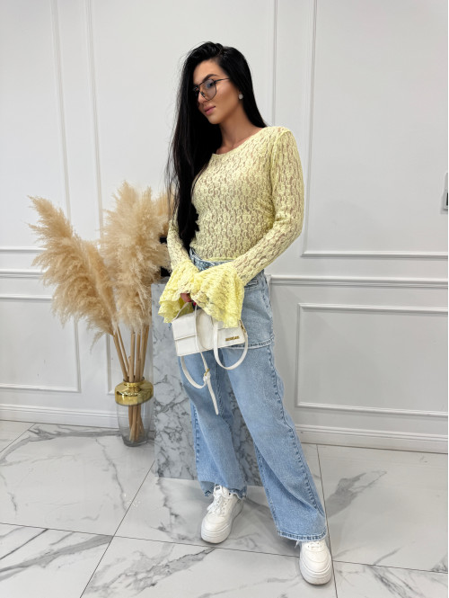 Jasno niebieskie spodnie jeasnowe z nakładką spódniczki BAREL 09 - photo #3