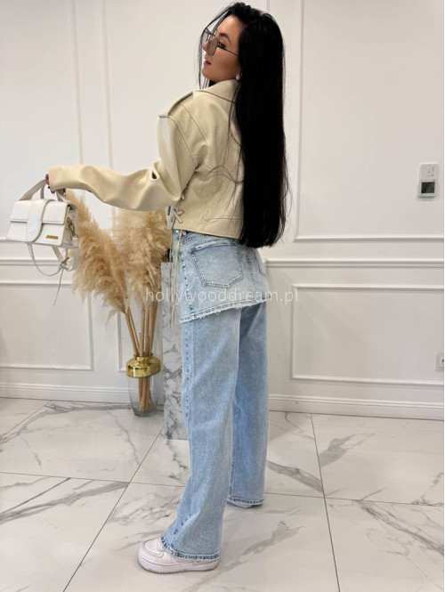 Jasno niebieskie spodnie jeasnowe z nakładką spódniczki BAREL 09 - photo #10