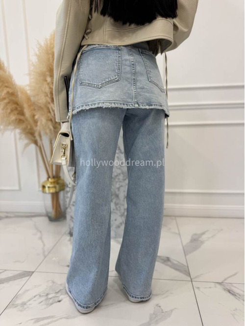 Jasno niebieskie spodnie jeasnowe z nakładką spódniczki BAREL 09 - photo #12