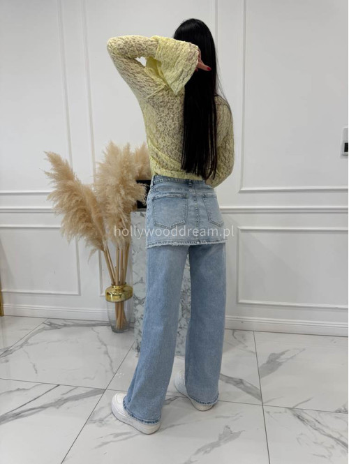 Jasno niebieskie spodnie jeasnowe z nakładką spódniczki BAREL 09 - photo #14