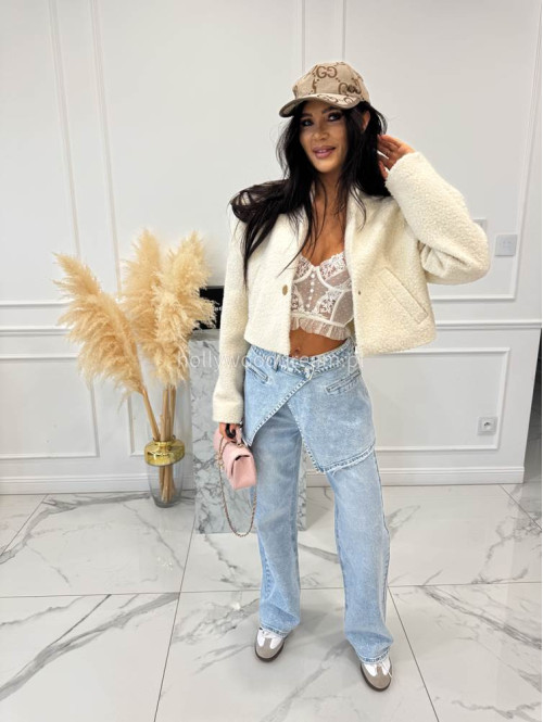 Jasno niebieskie spodnie jeasnowe z nakładką spódniczki BAREL 09 - photo #17