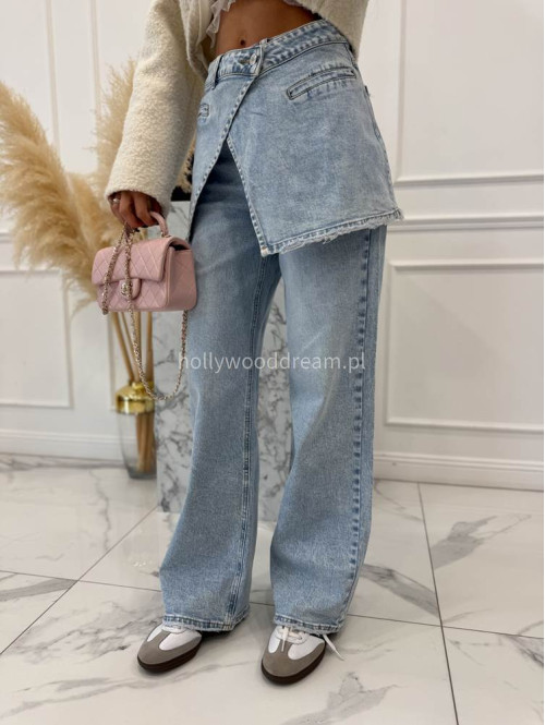 Jasno niebieskie spodnie jeasnowe z nakładką spódniczki BAREL 09 - photo #20