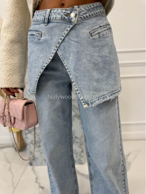 Jasno niebieskie spodnie jeasnowe z nakładką spódniczki BAREL 09 - photo #21