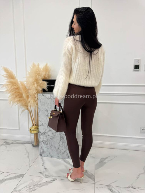 Legginsy z zamkiem i wiązaniem Alenka czekoladowe 29 - photo #7