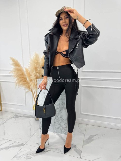 Czarne legginsy z zamkiem na przodzie Vibes 29 - photo #2