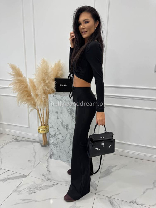 Czarny top na długi rękaw z marszczeniem Mania 29 - photo #5