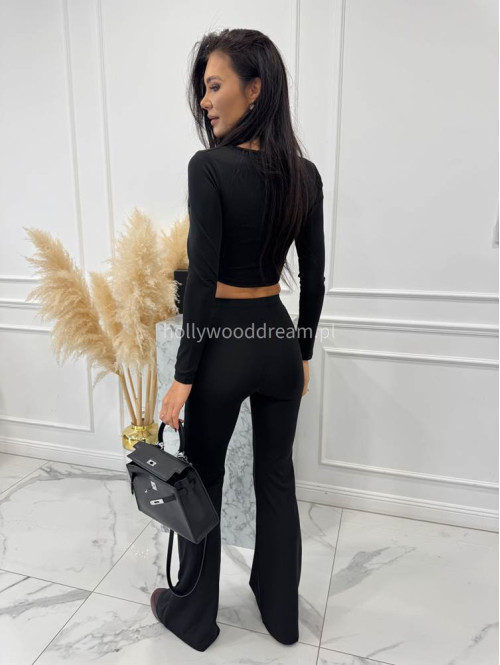 Czarny top na długi rękaw z marszczeniem Mania 29 - photo #6