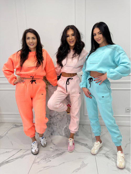 Błękitny komplet dresowy bluza + spodnie z naszywką korony Werisa 130 - photo #1